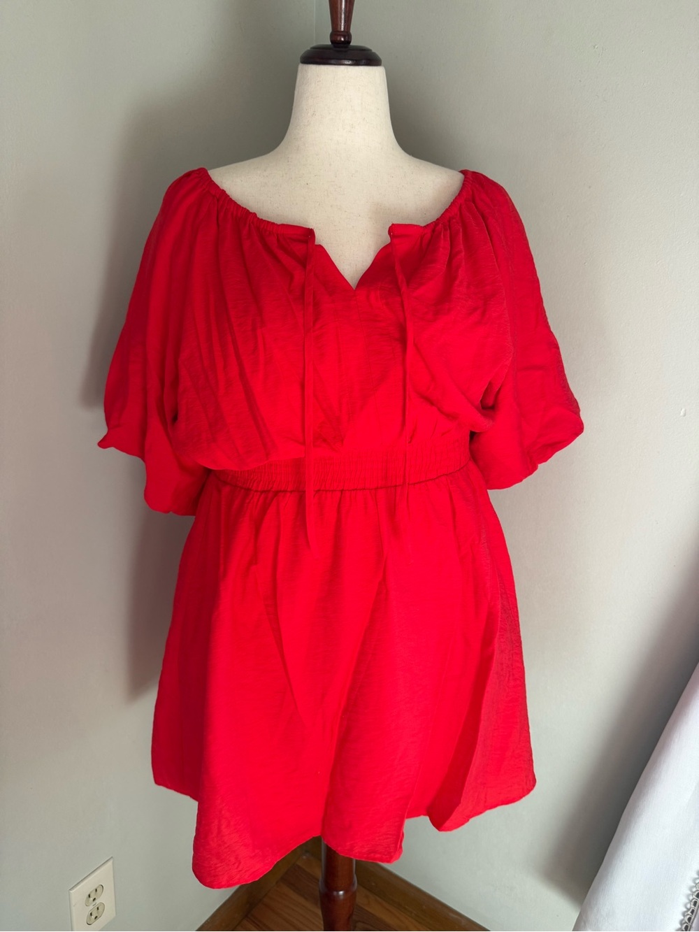 Bright Red/Orange Women's Short Sleeve Dress